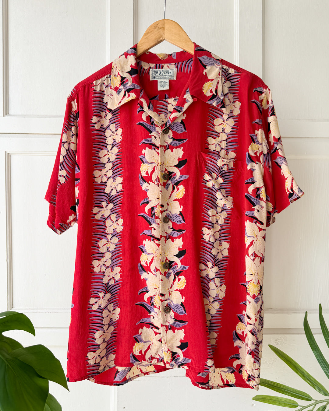 Avanti Red Silk Hawaiian Shirt | S