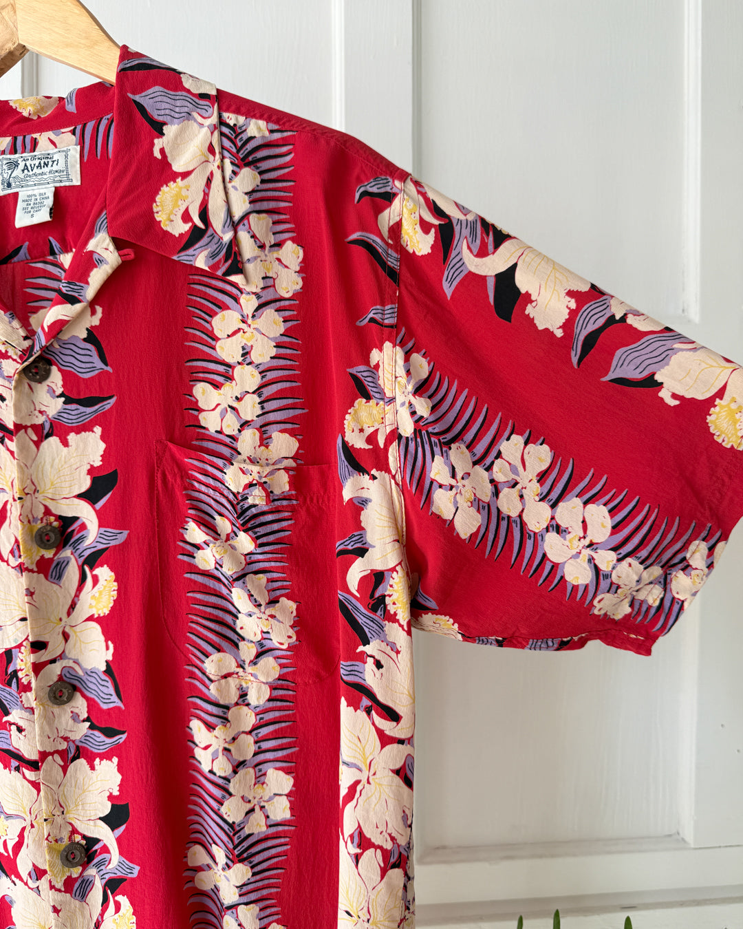 Avanti Red Silk Hawaiian Shirt | S