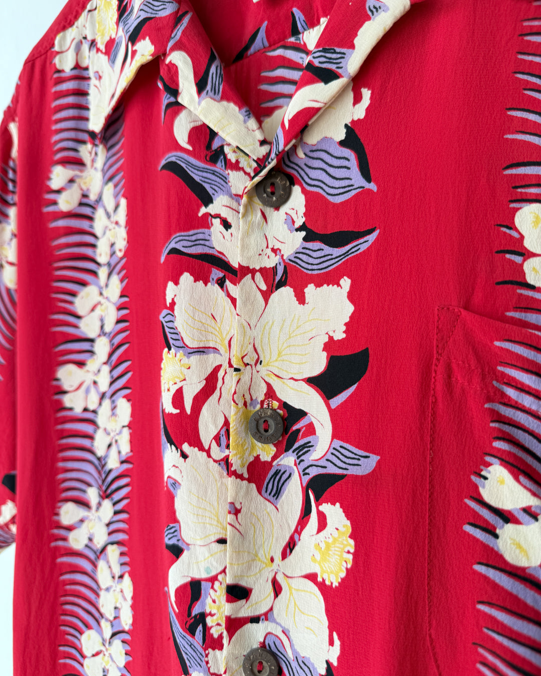 Avanti Red Silk Hawaiian Shirt | S