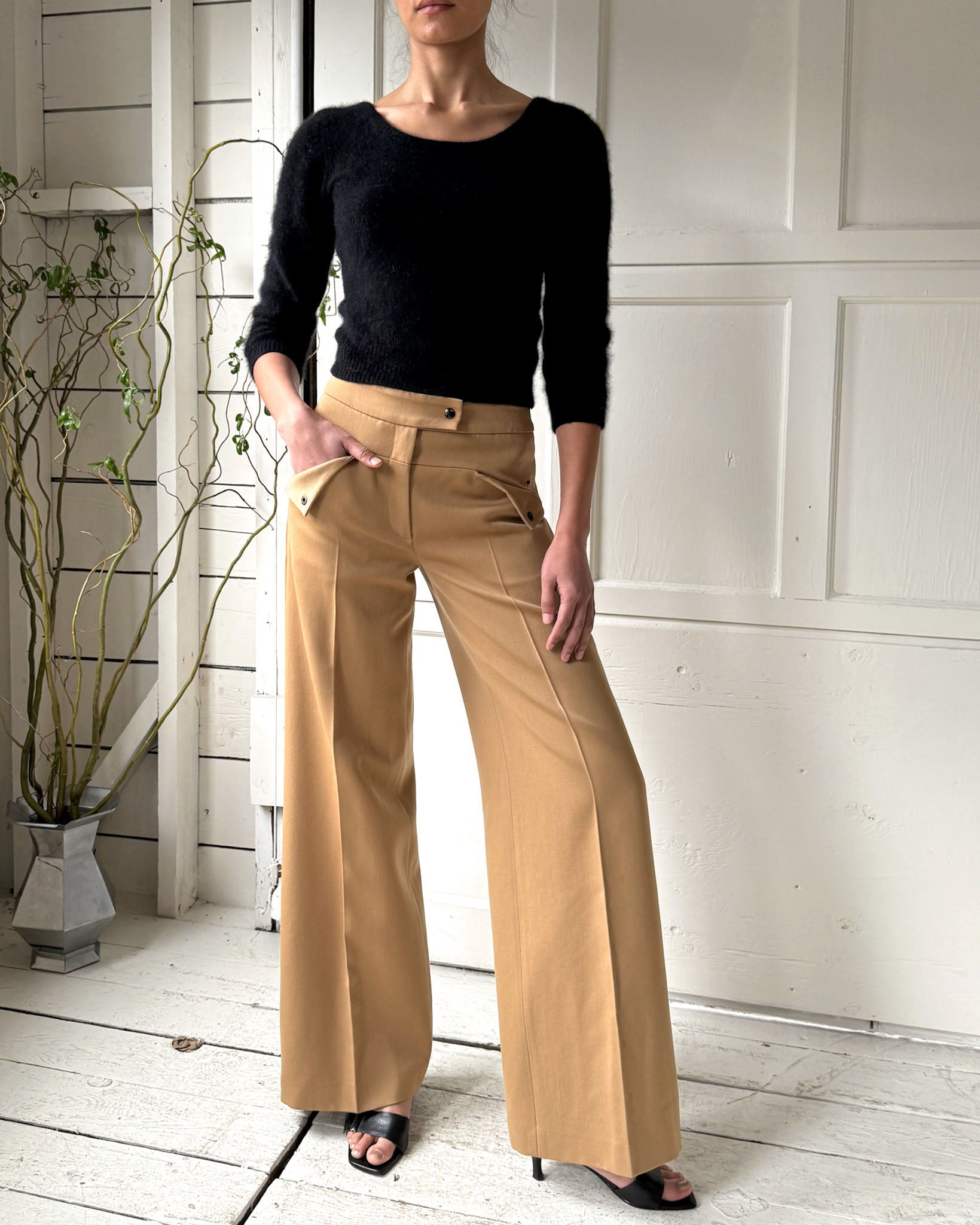 90s Barneys Tan Wool Pants | S