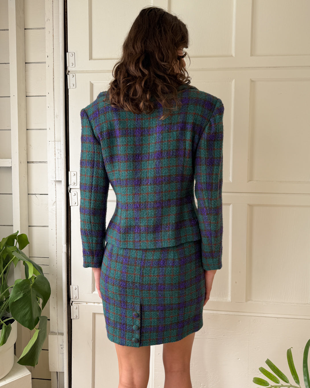 90s tartan dress 90s Plaid Wool Skirt Suit