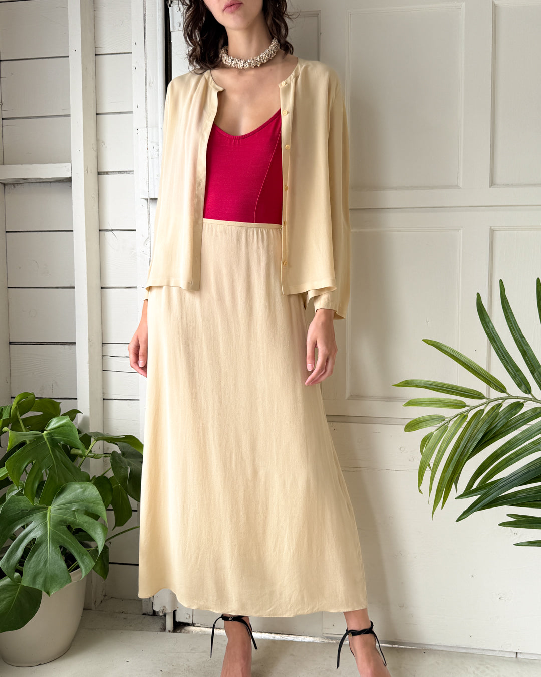 90s Calvin Klein Silk Ensemble | M