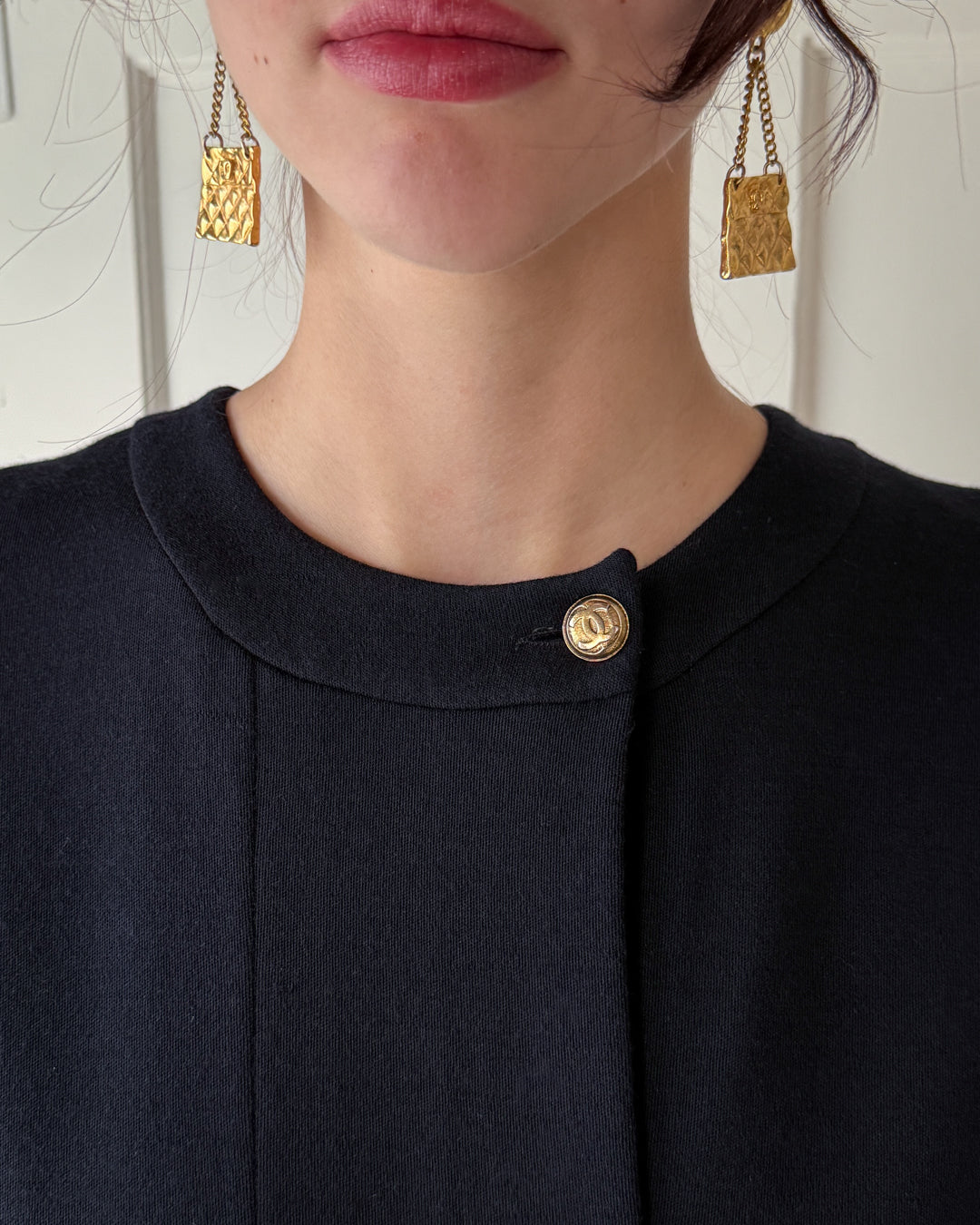 90s Chanel Navy Wool Dress | M