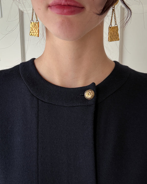 90s Chanel Navy Wool Dress