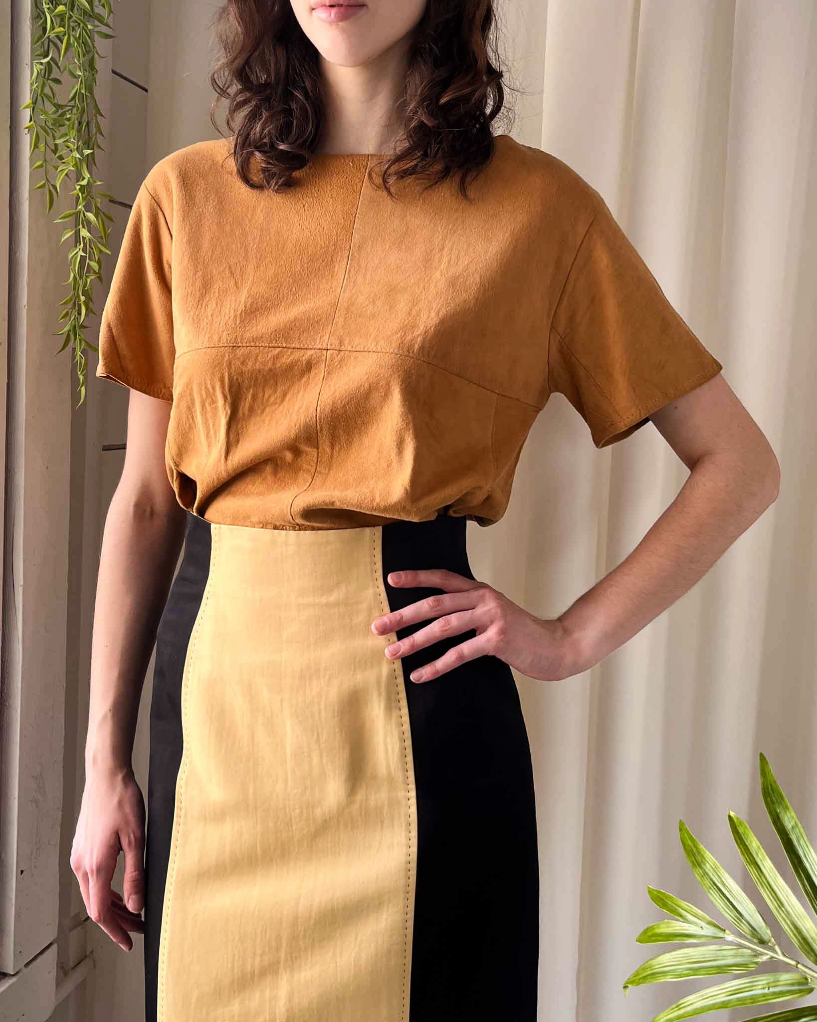 90s Soft Suede Leather Top | S-M