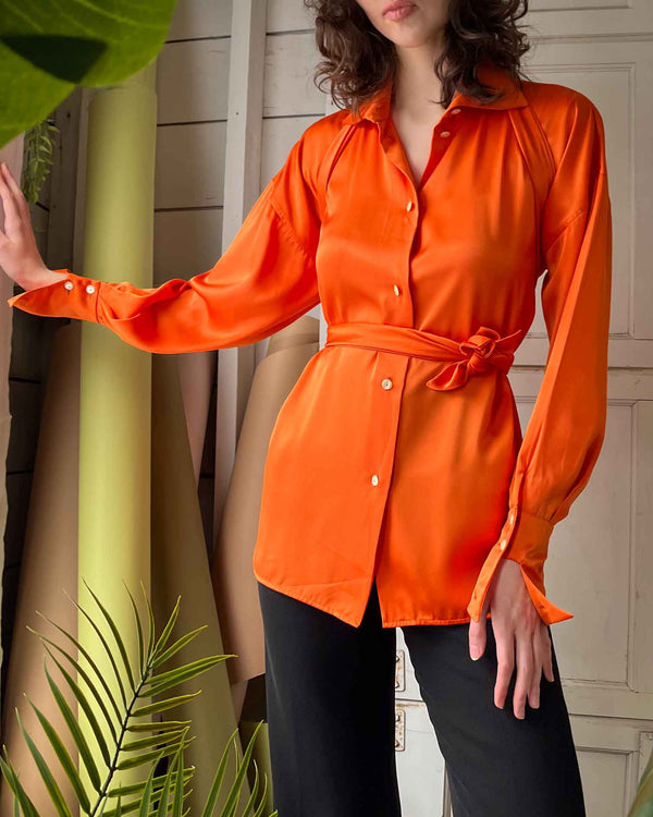 90s Christian Dior Satin Blouse | S-L - Lucky Vintage