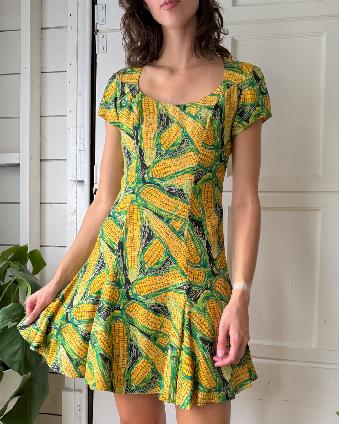 90s Cynthia Rowley Corn Print Dress | S-M