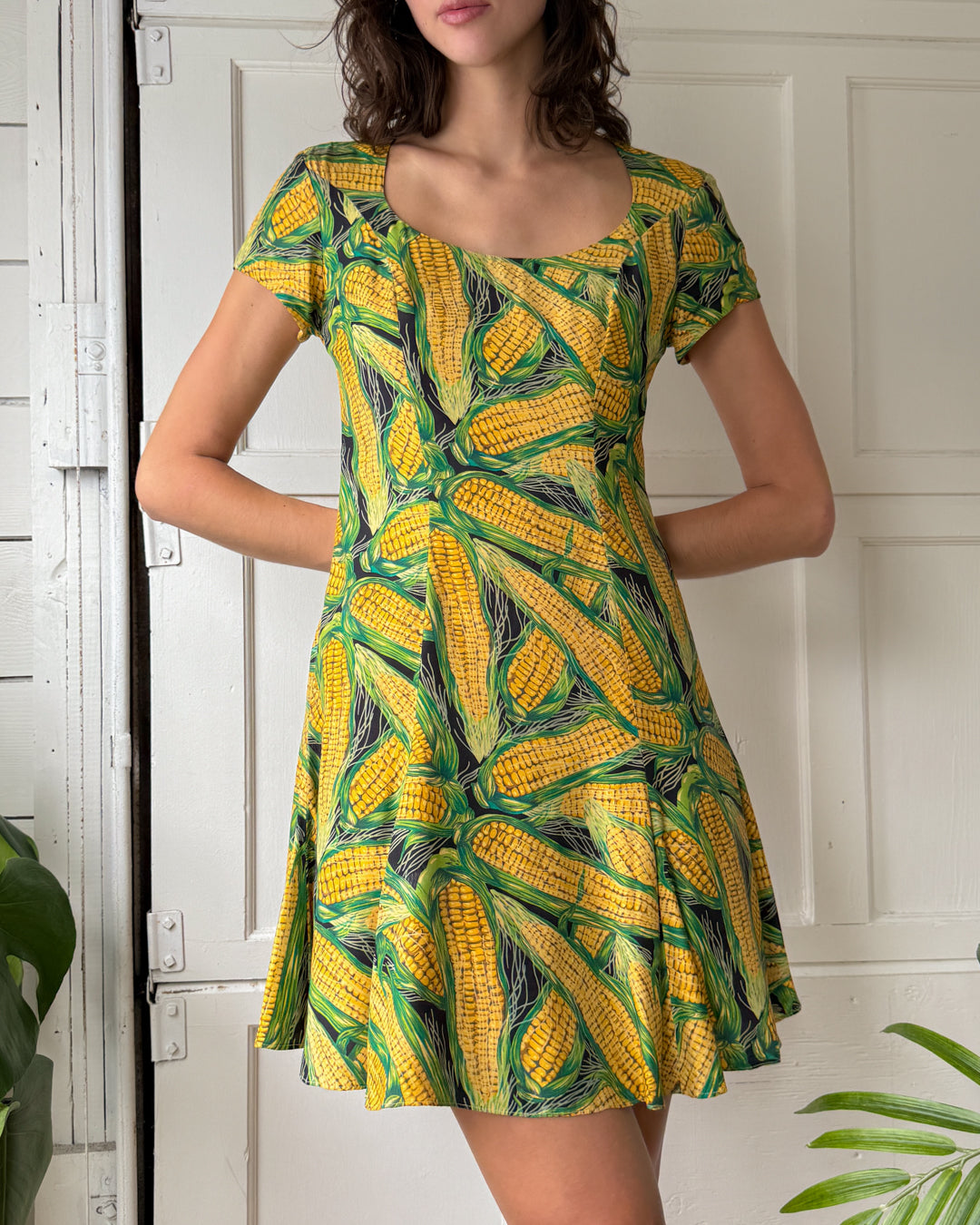 90s Cynthia Rowley Corn Print Dress | S-M