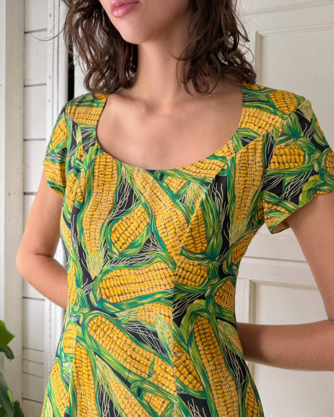 90s Cynthia Rowley Corn Print Dress | S-M