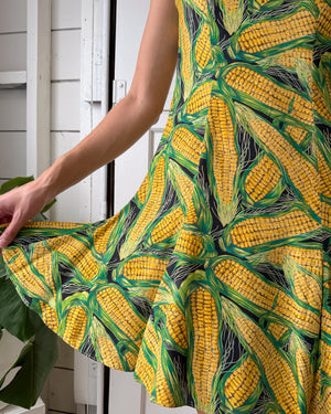 90s Cynthia Rowley Corn Print Dress | S-M
