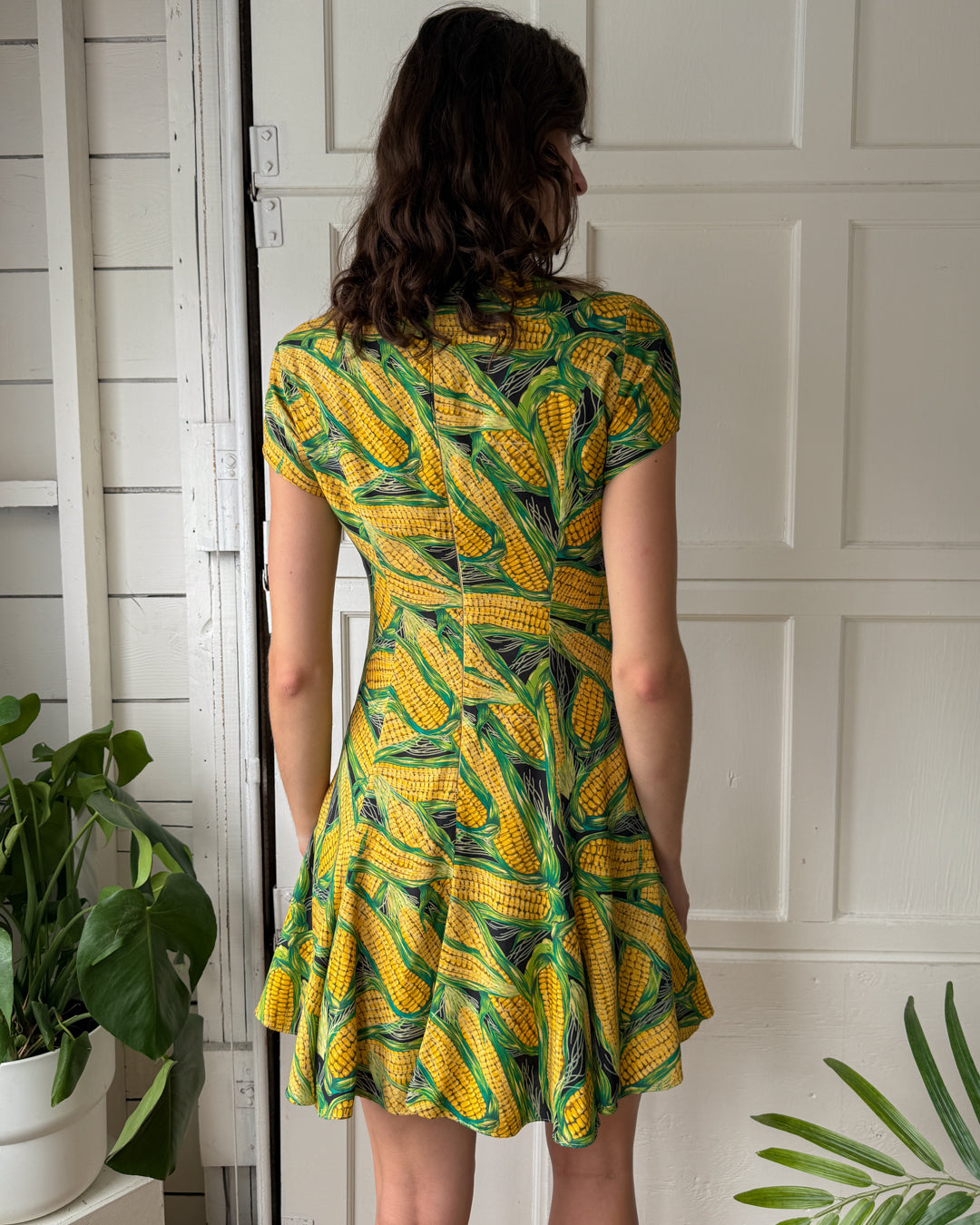 90s Cynthia Rowley Corn Print Dress | S-M