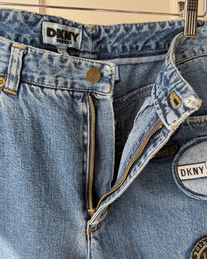 90s DKNY Distressed Patch Jeans | M