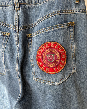 90s DKNY Distressed Patch Jeans | M