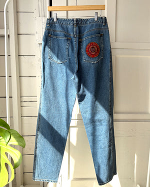 90s DKNY Distressed Patch Jeans | M