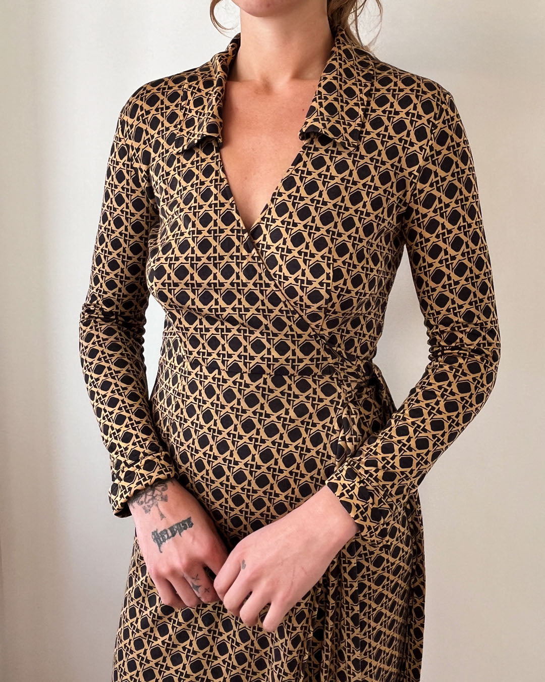 long sleeve wrap dress 90s DVF Silk Wrap Dress | M