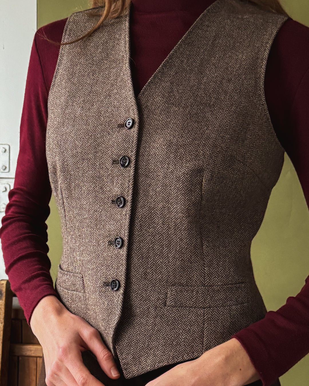 90s D&G Herringbone Vest | M