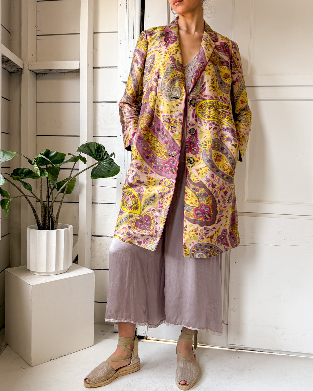 90s Etro Paisley Linen & Silk Jacket | S