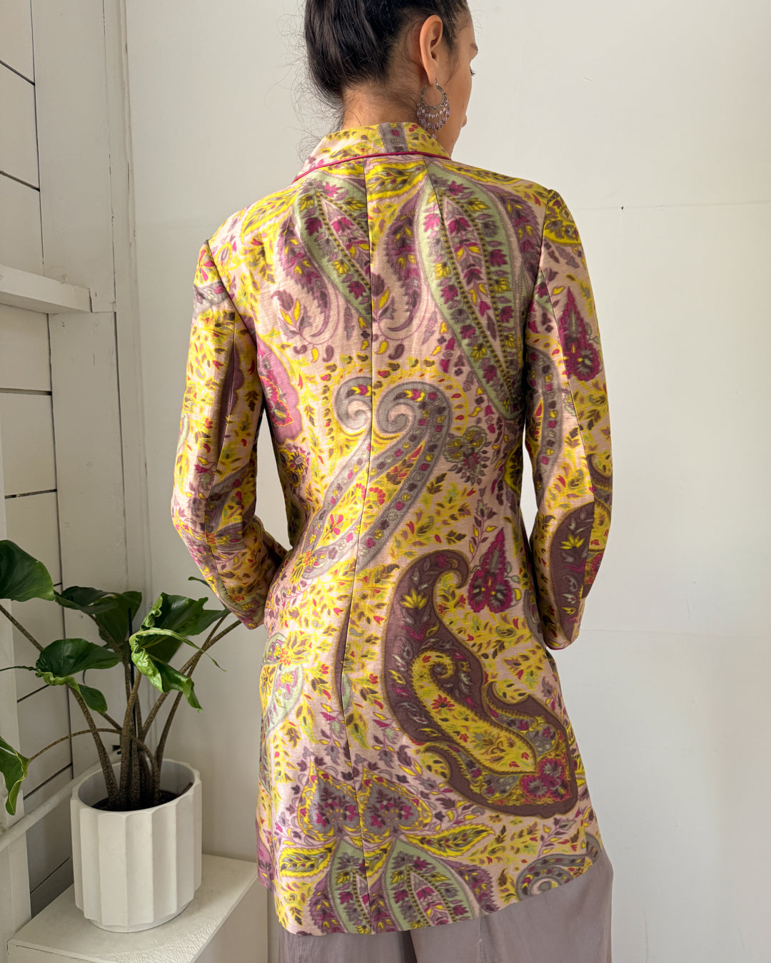 90s Etro Paisley Linen & Silk Jacket | S