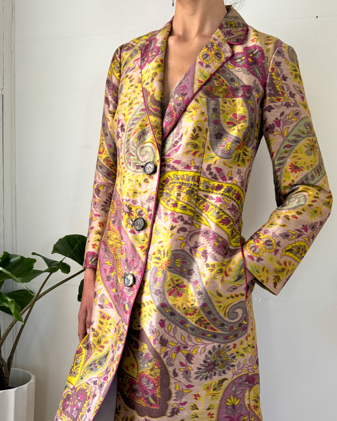 90s Etro Paisley Linen & Silk Jacket | S