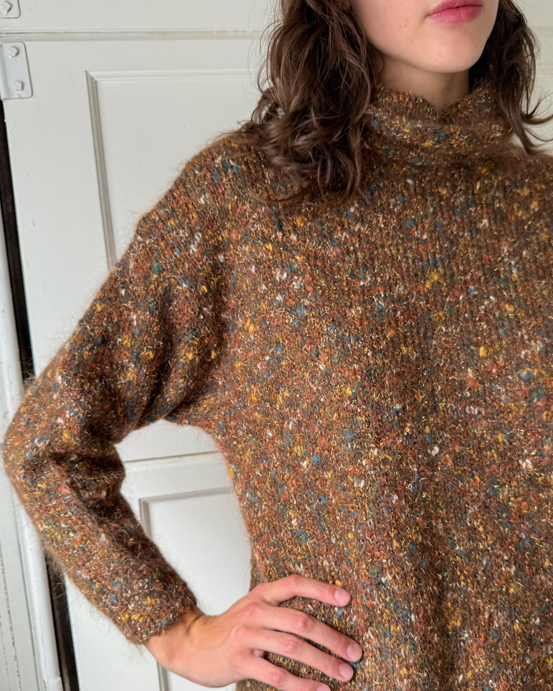 90s Metallic Mohair Sweater | S-M