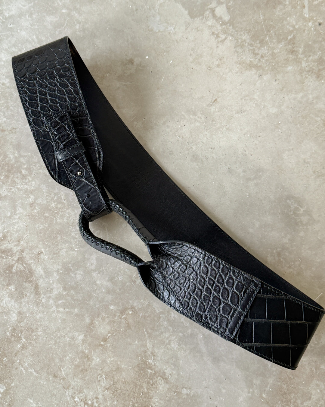 Ferragamo Black Leather Belt