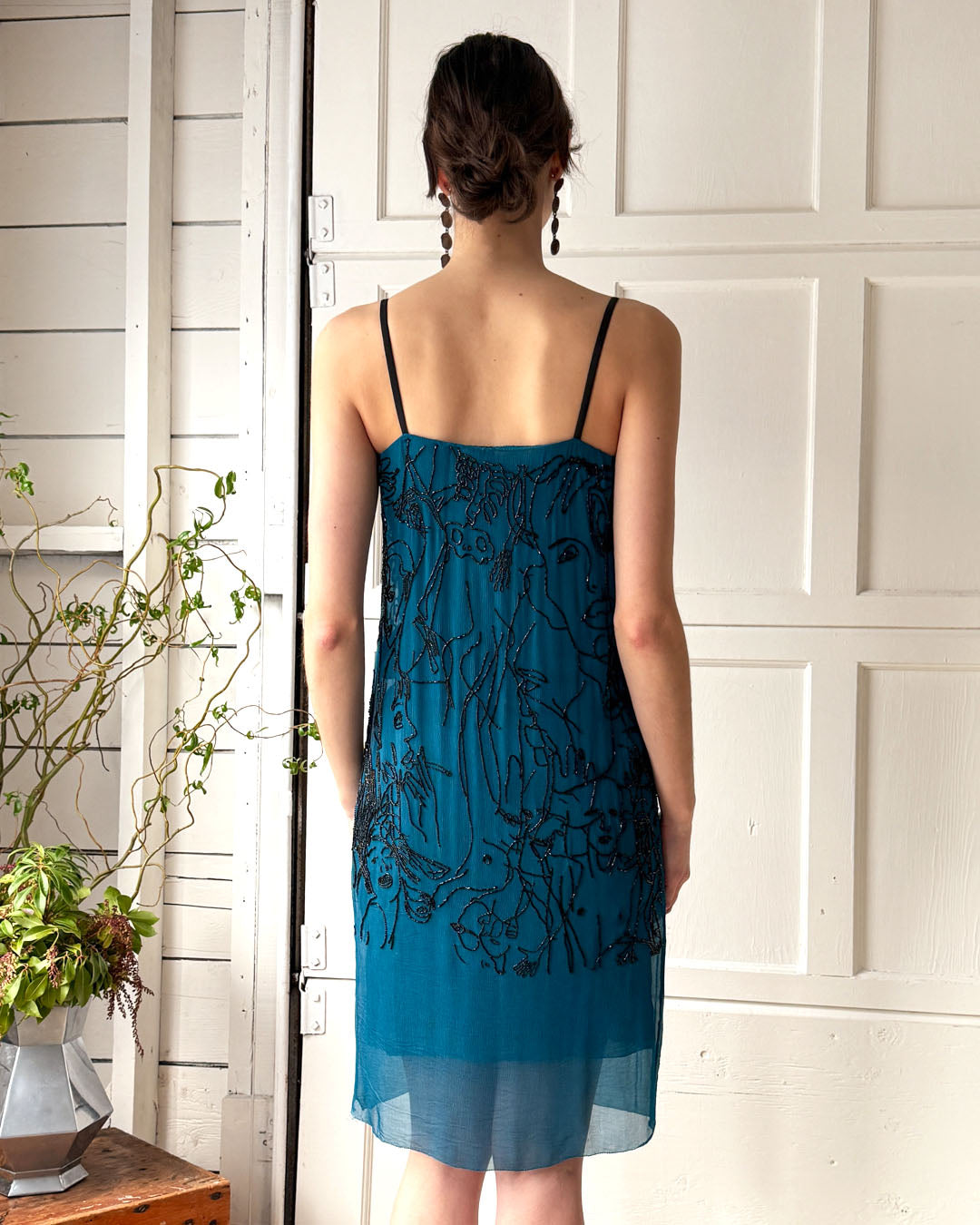 90s Gaultier Beaded Faces Silk Dress | XS-S