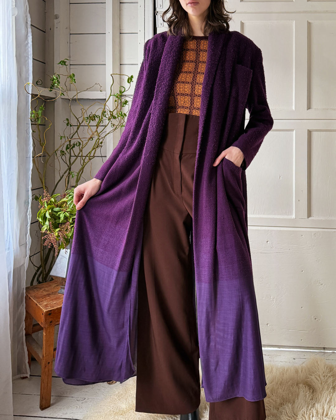 90s Jean Paul Gaultier Woven Ombre Coat | M-L