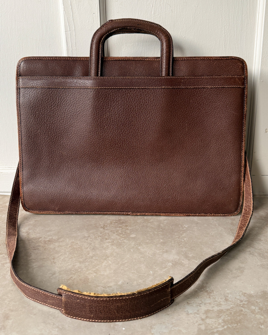 GUCCI ダークブラウン レザー ビジネスバッグ 90s Gucci Leather Briefcase - Lucky Vintage