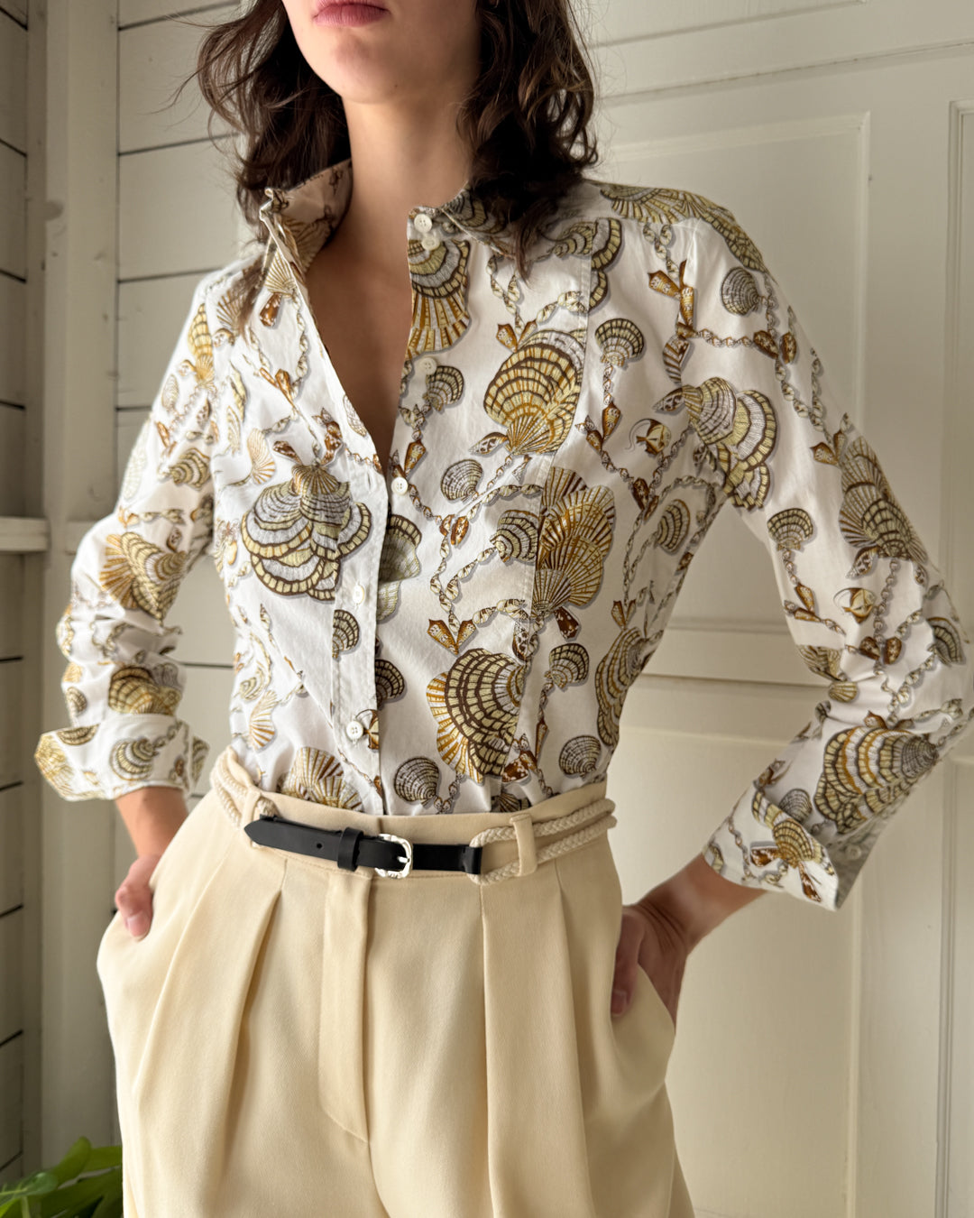 90s Gucci Shell Print Shirt | M-L