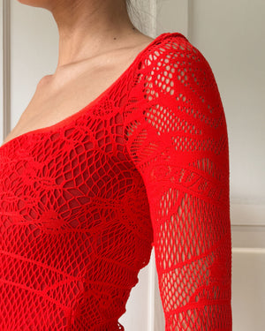 90s Gaultier Logo Mesh Dress | XS