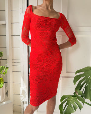 90s Gaultier Logo Mesh Dress | XS