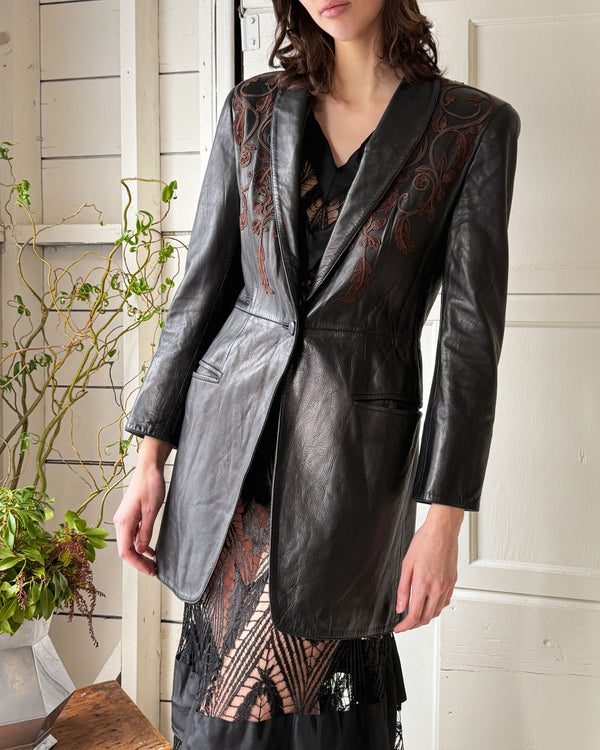 〈 LOEWE 〉Lamb Leather Blazer 44 lucky-vintage-seattle-1990s-