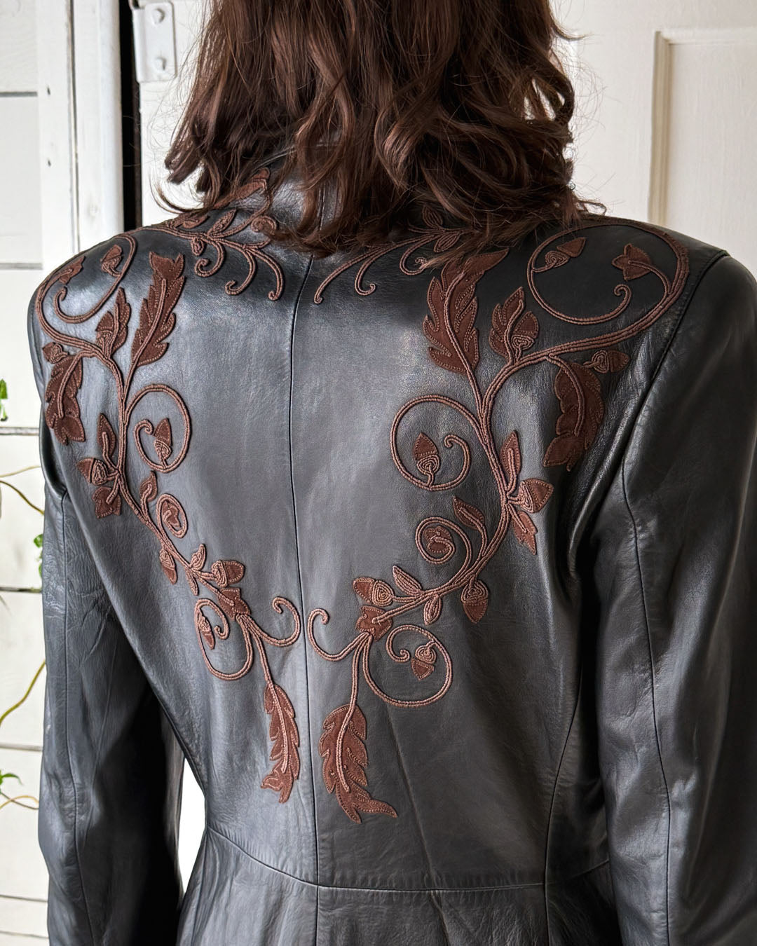 90s Loewe Leather Applique Jacket | S