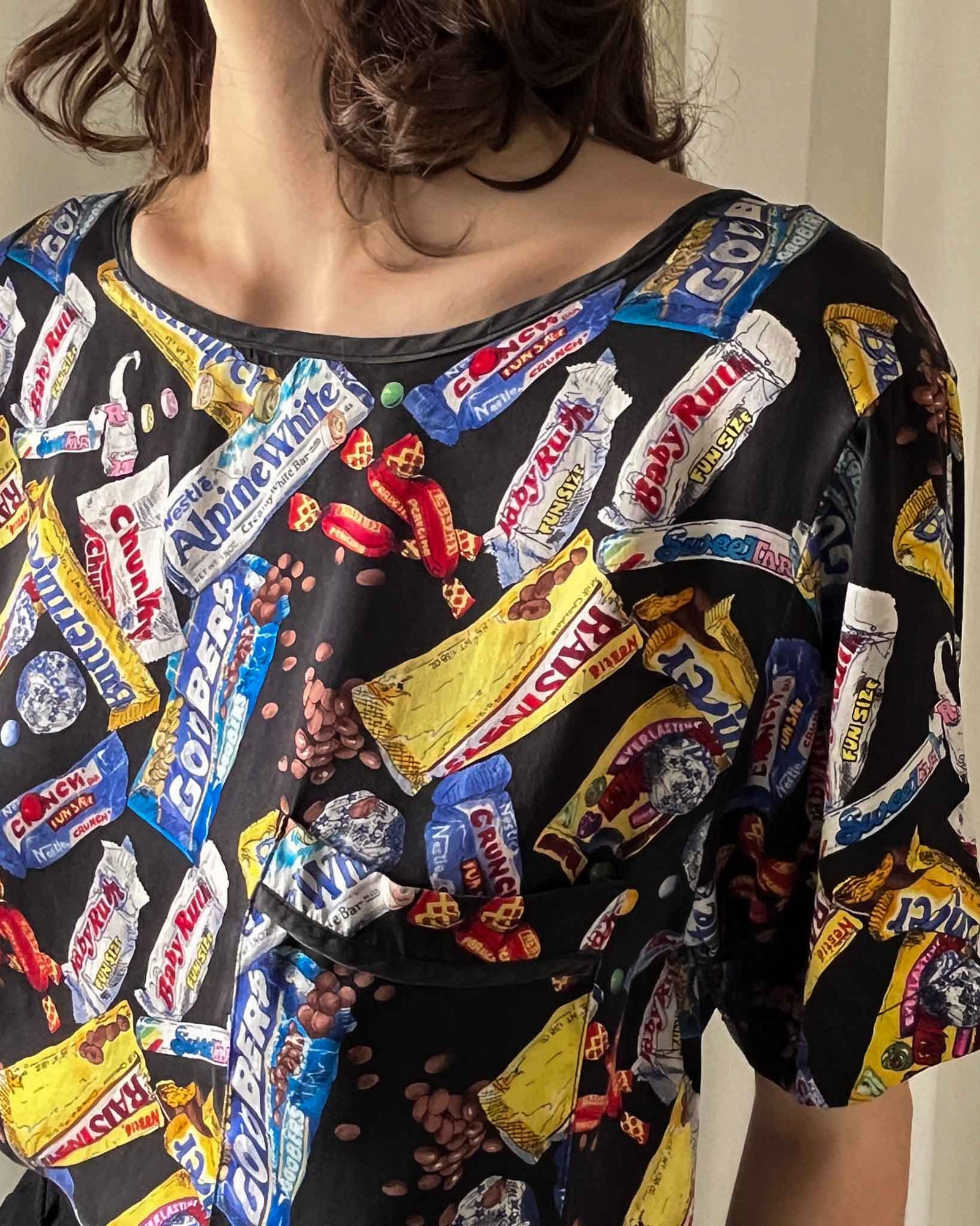 90s Nicole Miller Candy Print Silk Shirt | S-L