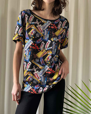 90s Nicole Miller Candy Print Silk Shirt | S-L