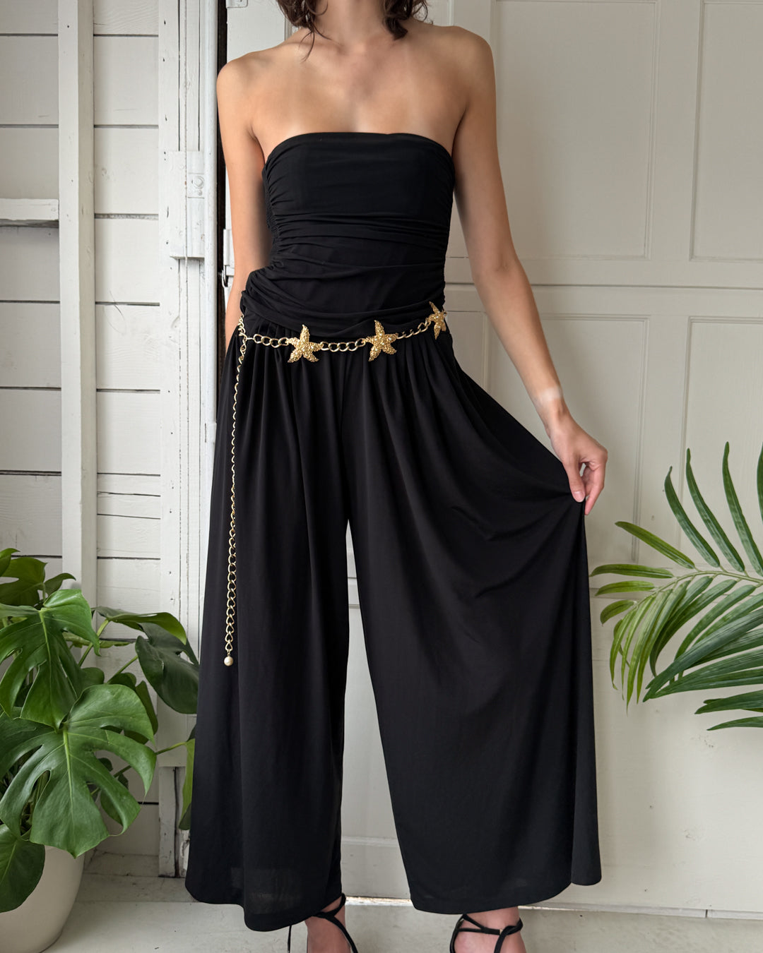90s Norma Kamali Strapless Jumpsuit | M-L