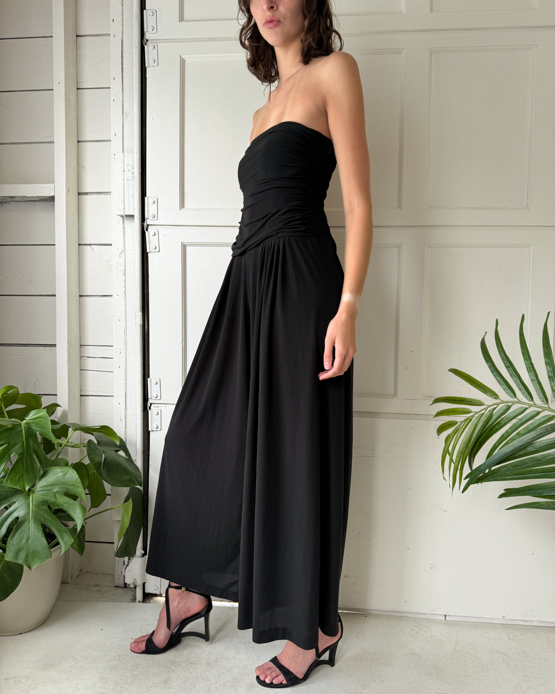 90s Norma Kamali Strapless Jumpsuit | M-L