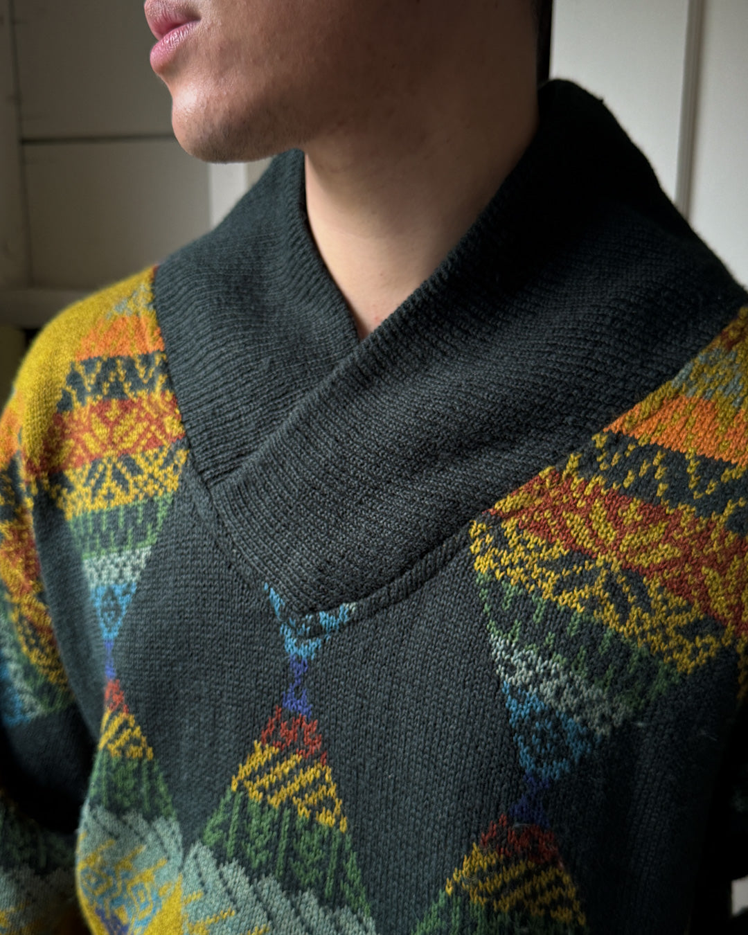 90s Shawl Collar Sweater | L