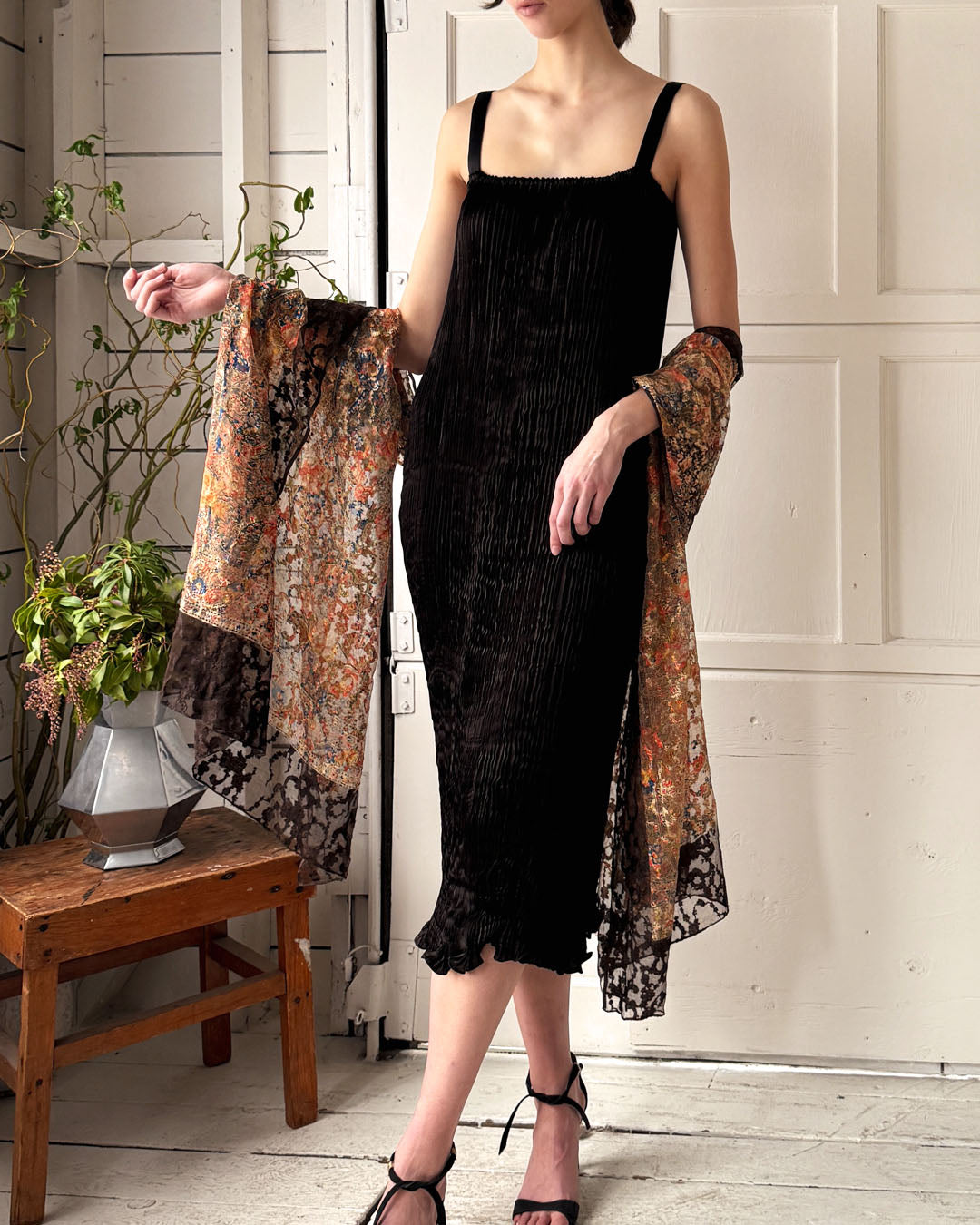 90s Patricia Lester Fortuny Pleat Dress | XS-M