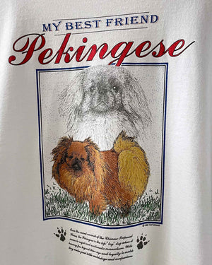 90s Pekingese Dog T-Shirt | L-XL