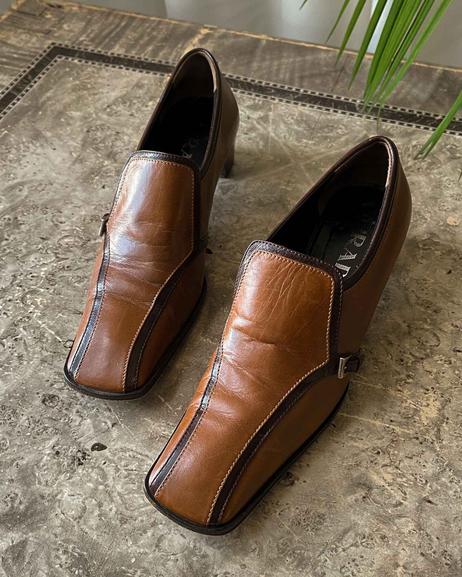 90s Prada 2-Tone Brown Loafers