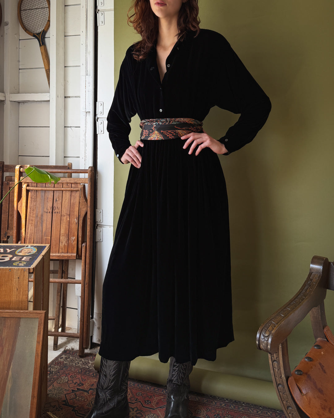 90s Ralph Lauren Velvet Dress | L