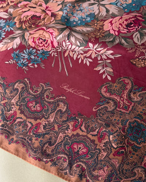 90s Ralph Lauren Autumnal Floral Silk Scarf