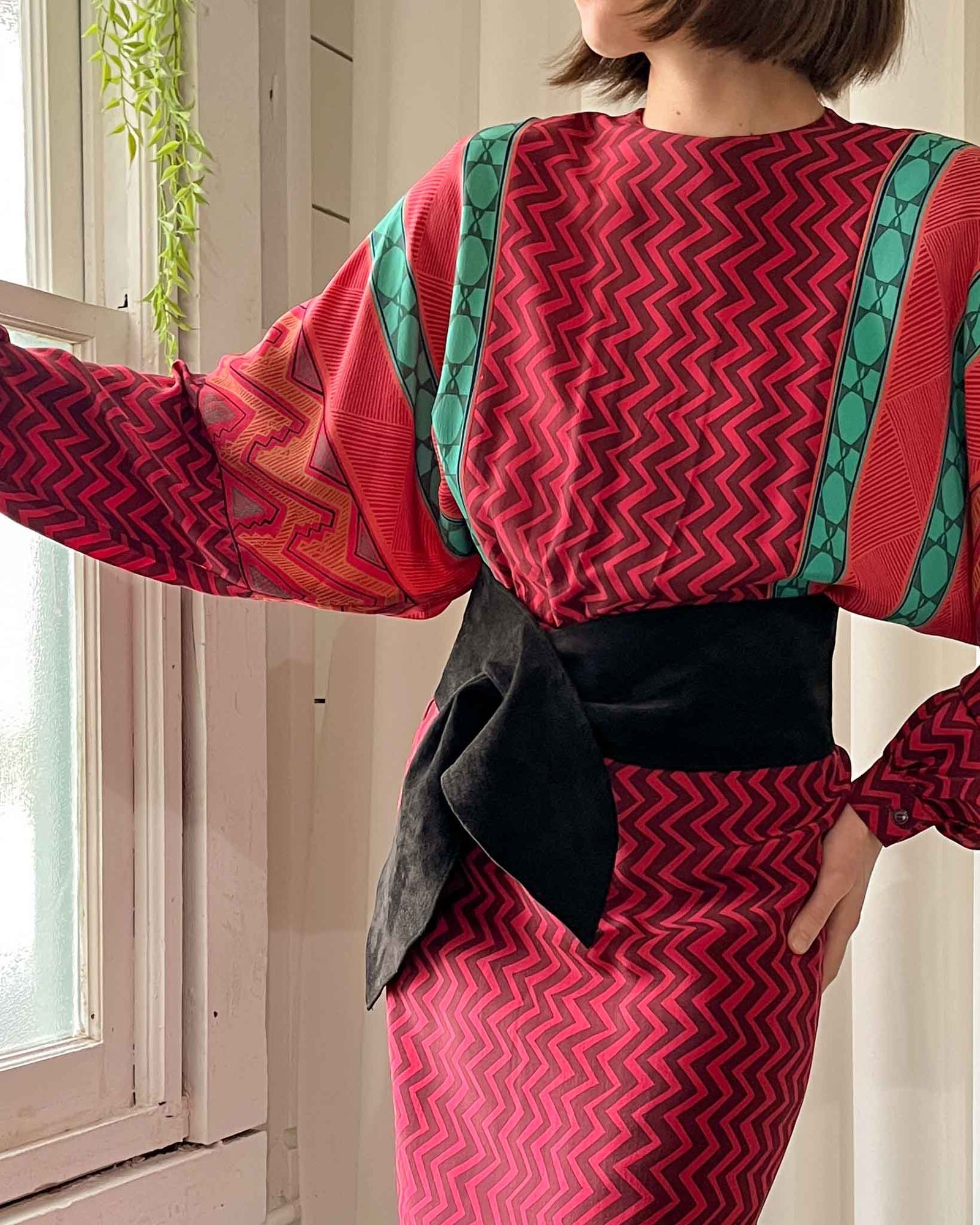 90s Wide Black Suede Belt