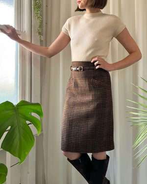 90s Houndstooth Wool Skirt Suit