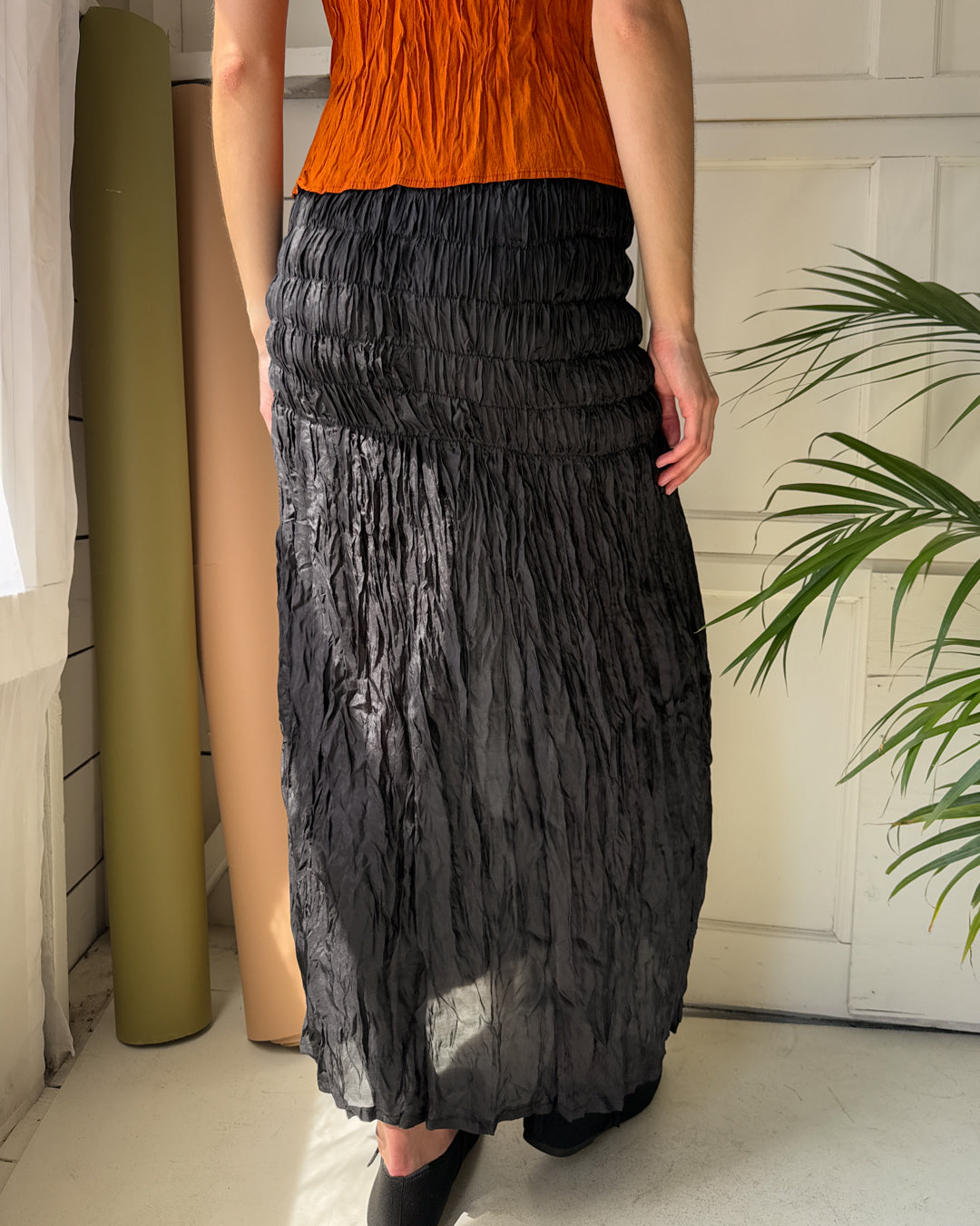 90s Fortuny Pleat Silk Skirt | XS-S