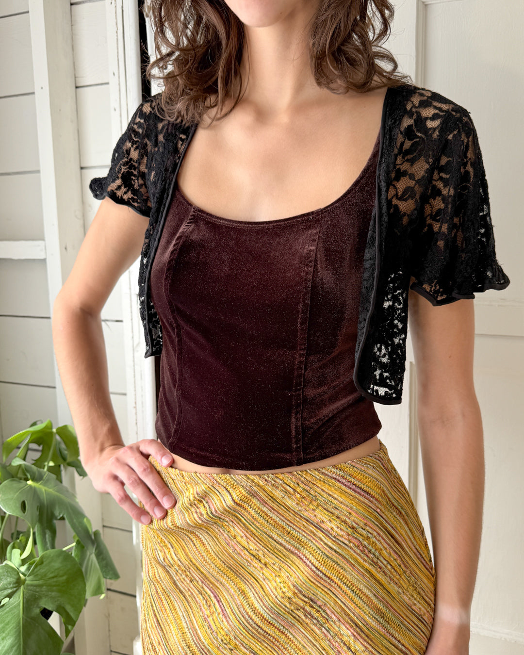 40s Black Lace Jacket | S