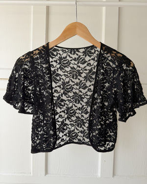 40s Black Lace Jacket | S
