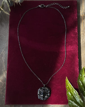 90s Gunmetal Crystal Necklace