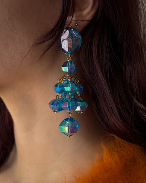 80s Blue Crystal Earrings
